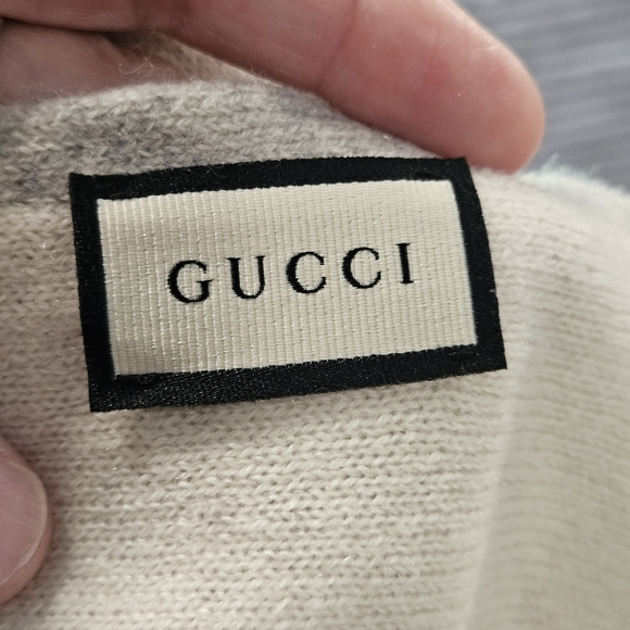 EUC Gucci Cashmere Gray and Cream Scarf - Picture 7 of 11